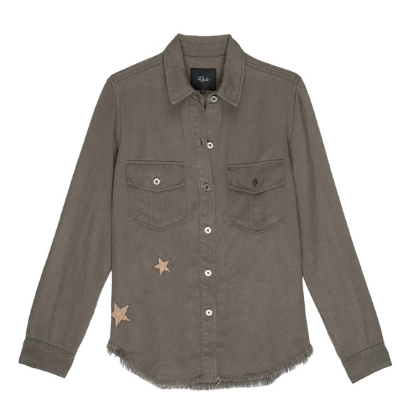 Rails Loren Olive Gold Star Embroidery Button Down Shirt - Picture 5 of 15